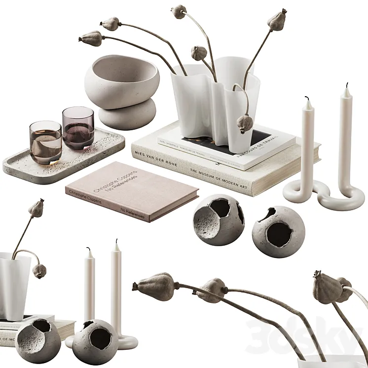 370 decorative set 038 cracked spheres and dried poppy seeds 3D Model Free