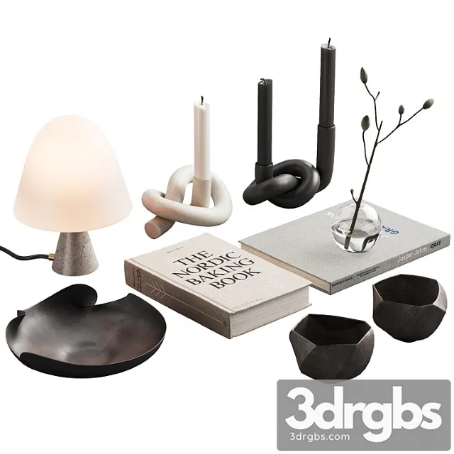 372 Decorative Set 040 Japandi Accessories Kit 02 3D Model Free