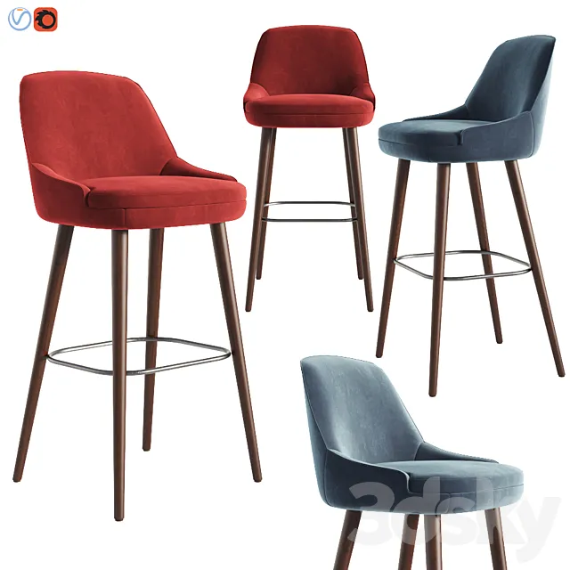 375 Walter Knoll Bar Stool & Counter Stool 3D Model