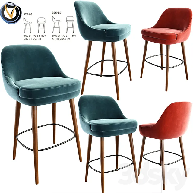 375 Walter Knoll Counter. Bar Stool 3DModel