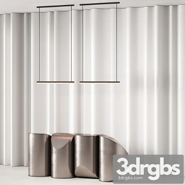 381 Office Furniture 19 Reception Desk 14 Sculptural Metal With Wave Wall 3D Model Free