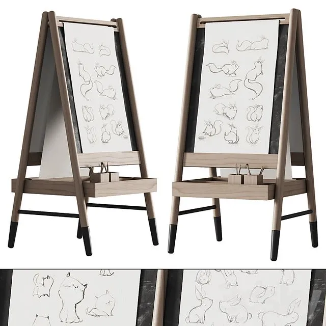 390 CB2 Wooden Kids Art Easel by Crate&kids 01 3D Model