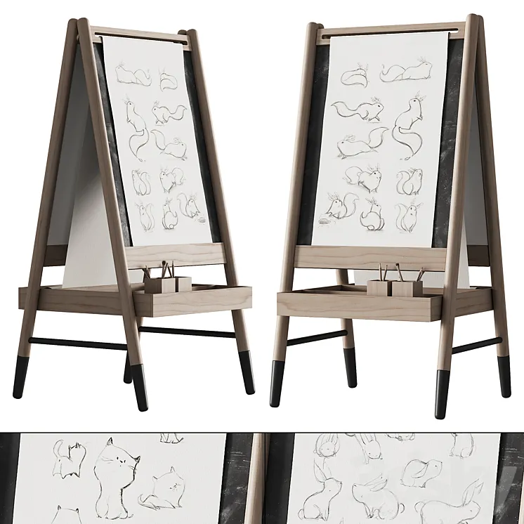 390 CB2 Wooden Kids Art Easel by Crate&kids 01 3D Model Free