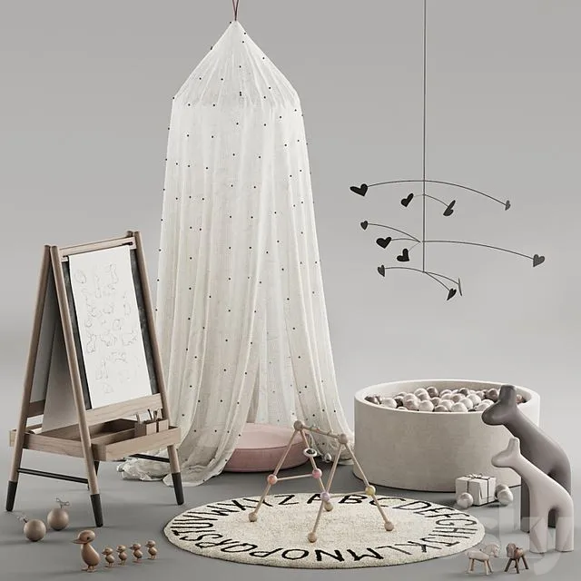 396 Childrens play area 01 toys decor and furniture for kids 01 3D Model