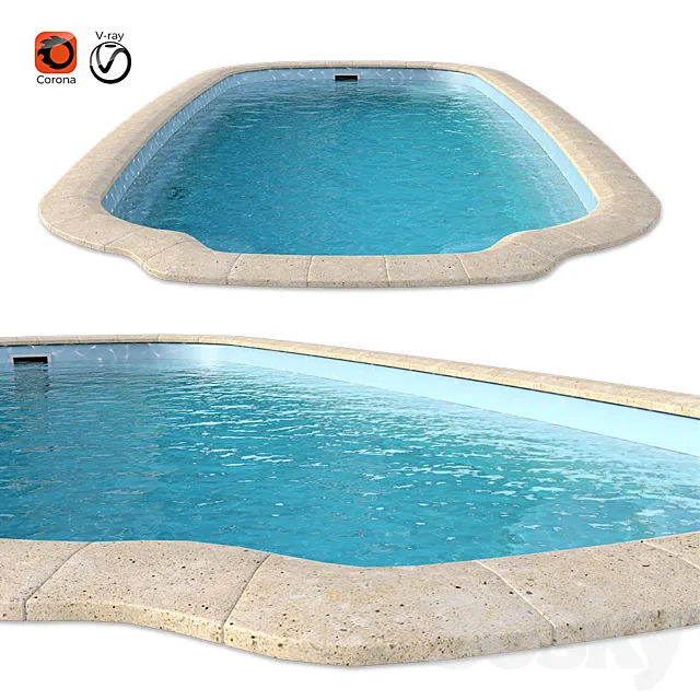 3D Composite pool Basin Atlantic Premium 3D Model