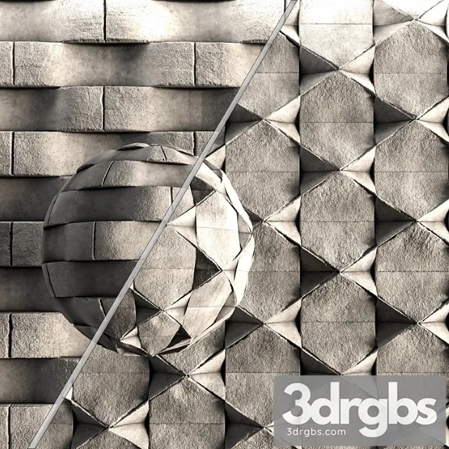 3D Concrete Decorative Wall Panel Vol 12 3D Model Free