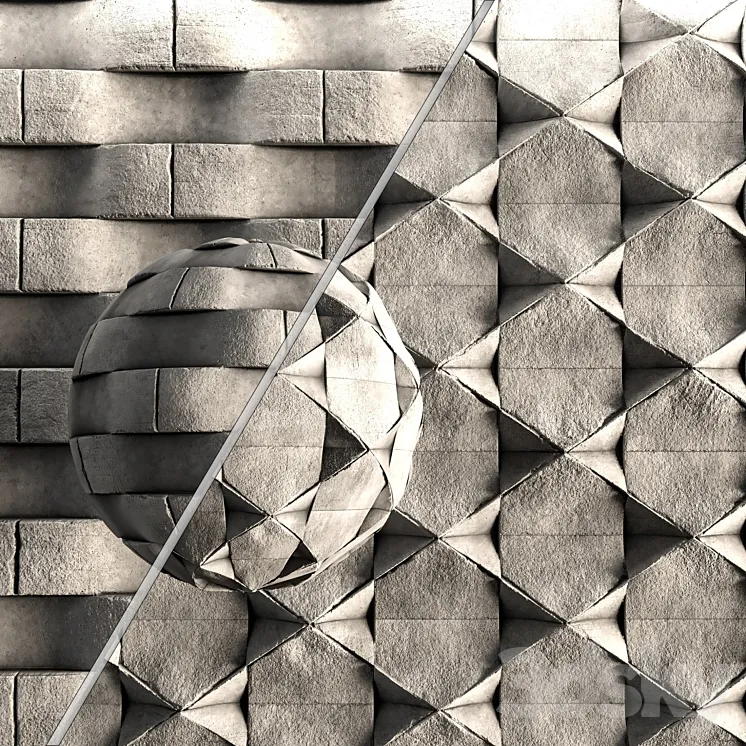 3D Concrete decorative wall panel -vol.12 3D Model Free Download