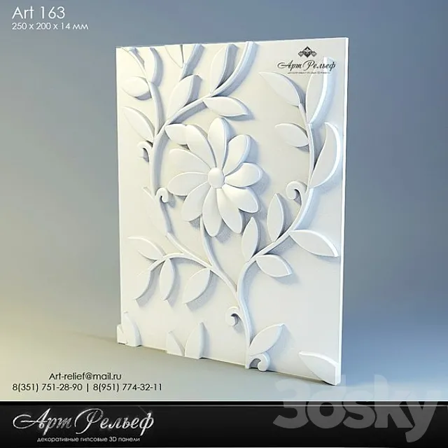 3d gypsum panel 163 from Art Relief 3D Model