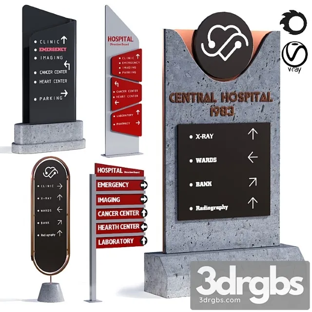 3d model of hospital information board for exterior 3D Model Download