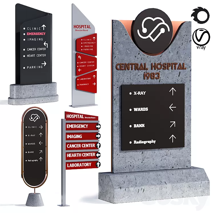 3d model of hospital information board for exterior 3D Model
