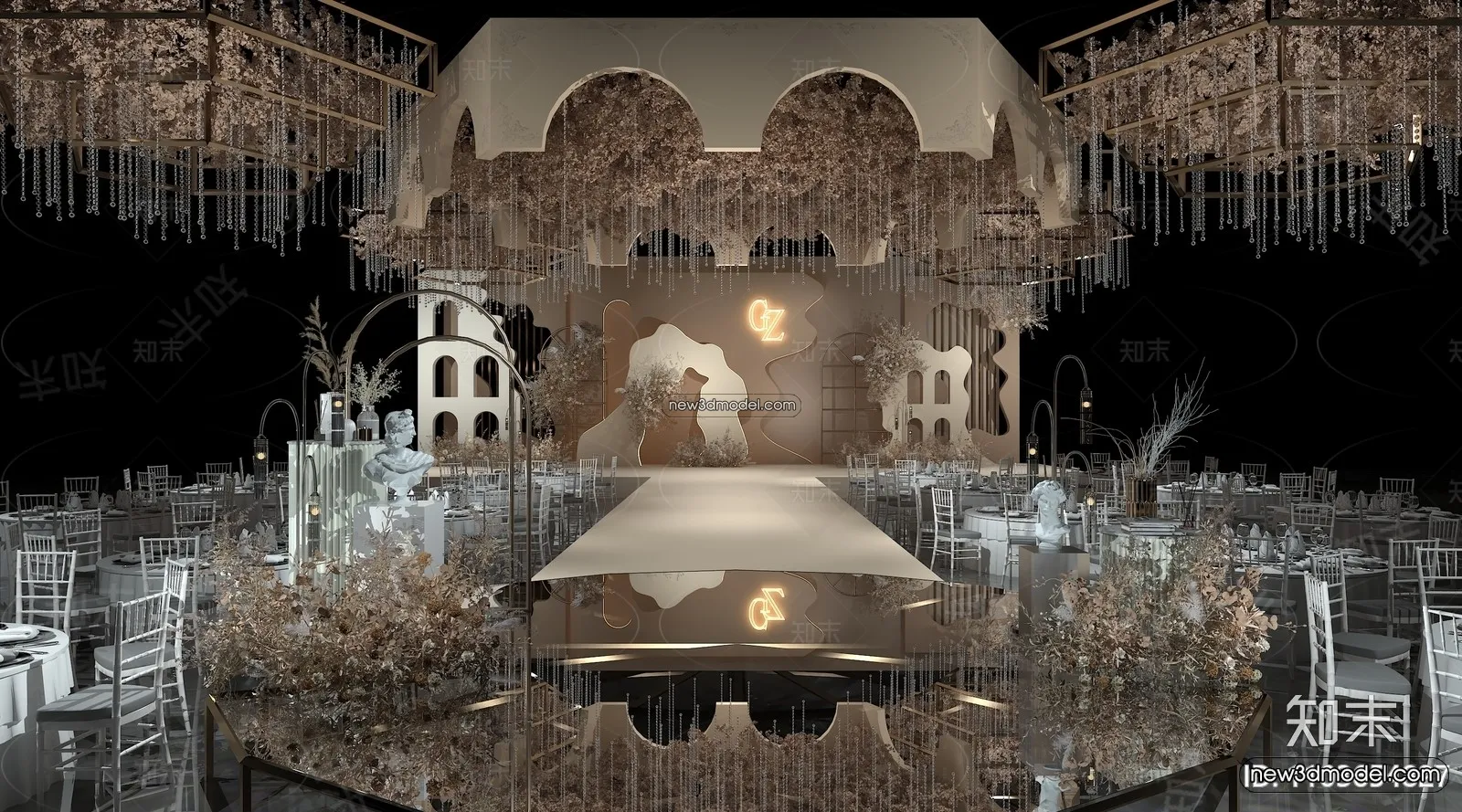 3D Model of Wedding Hall - 3D Scene - 014