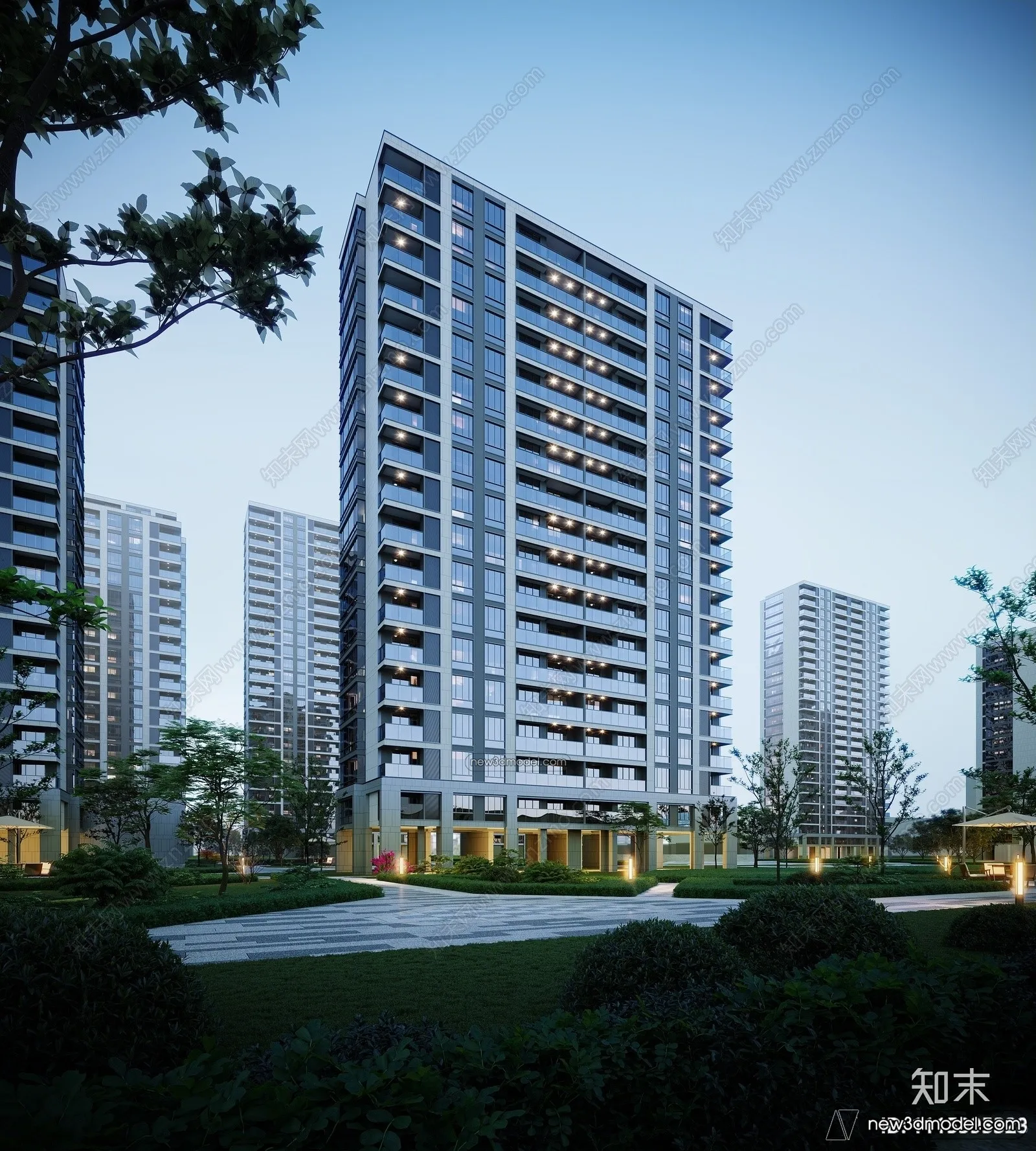 3D Models of Apartment Building - Exterior 3D Scenes - 017