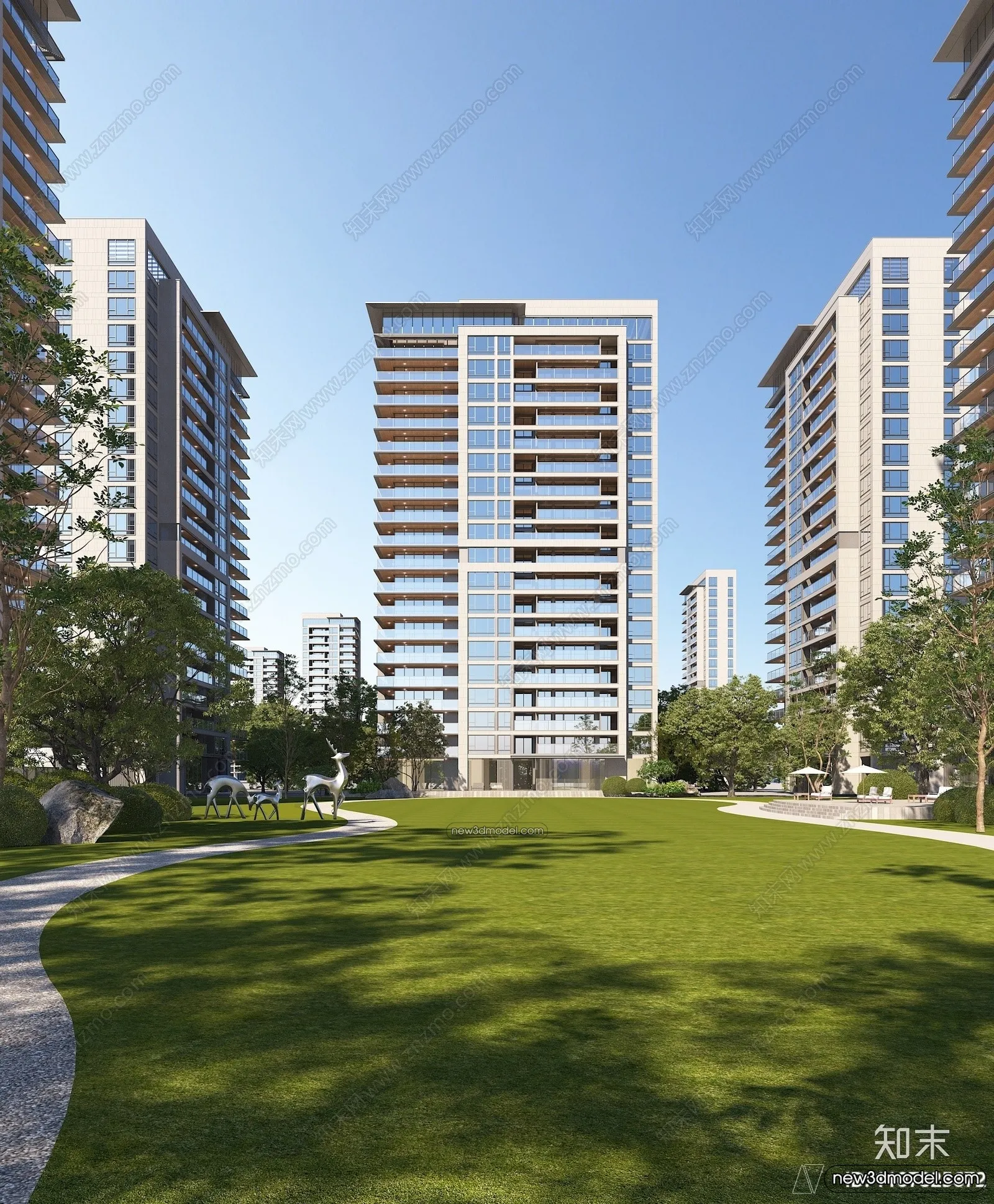 3D Models of Apartment Building - Exterior 3D Scenes - 029