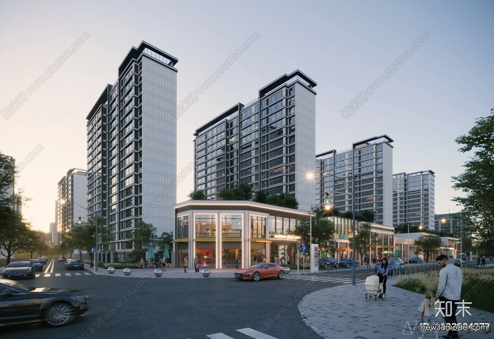 3D Models of Apartment Building - Exterior 3D Scenes - 032