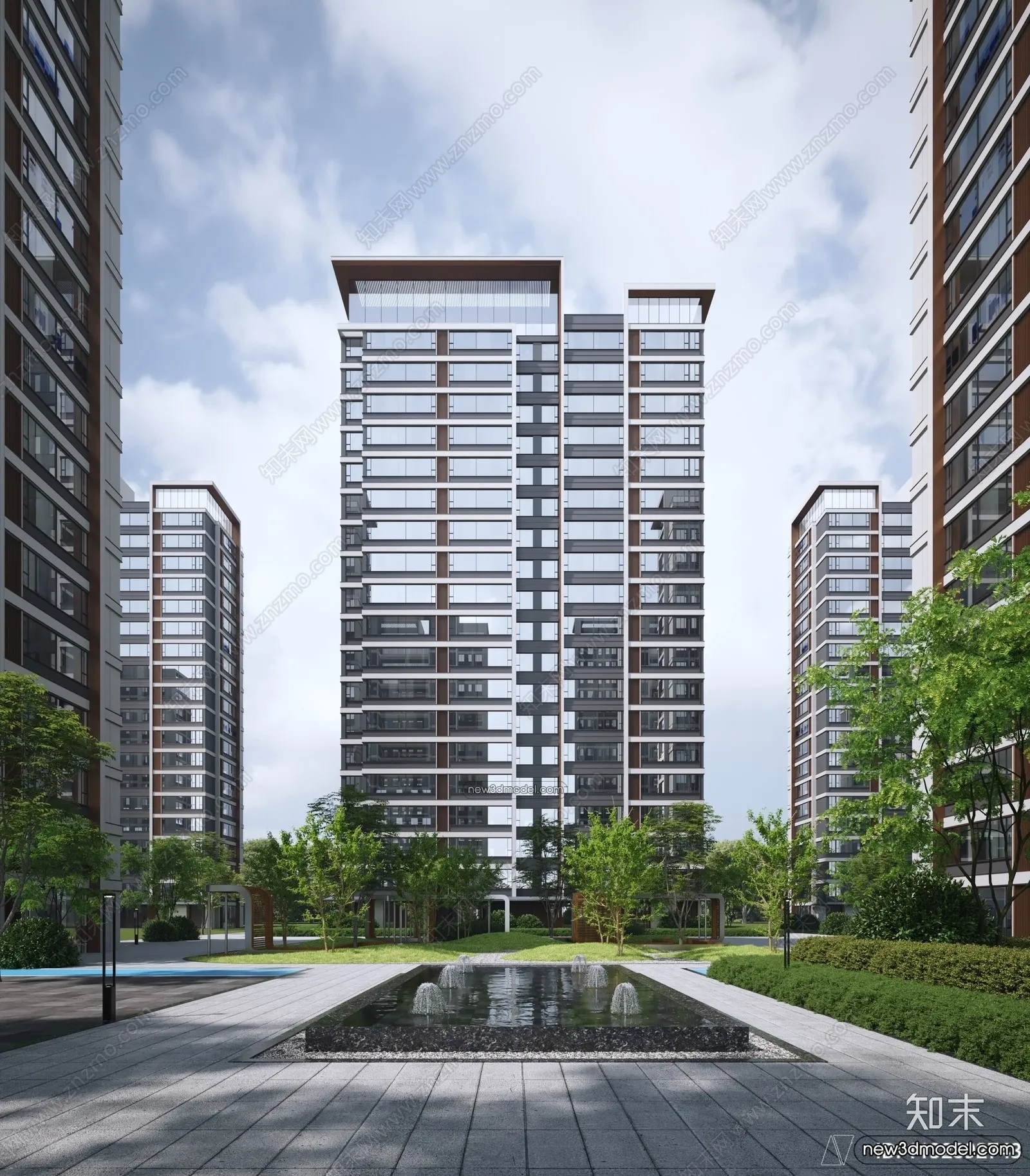 3D Models of Apartment Building - Exterior 3D Scenes - 034