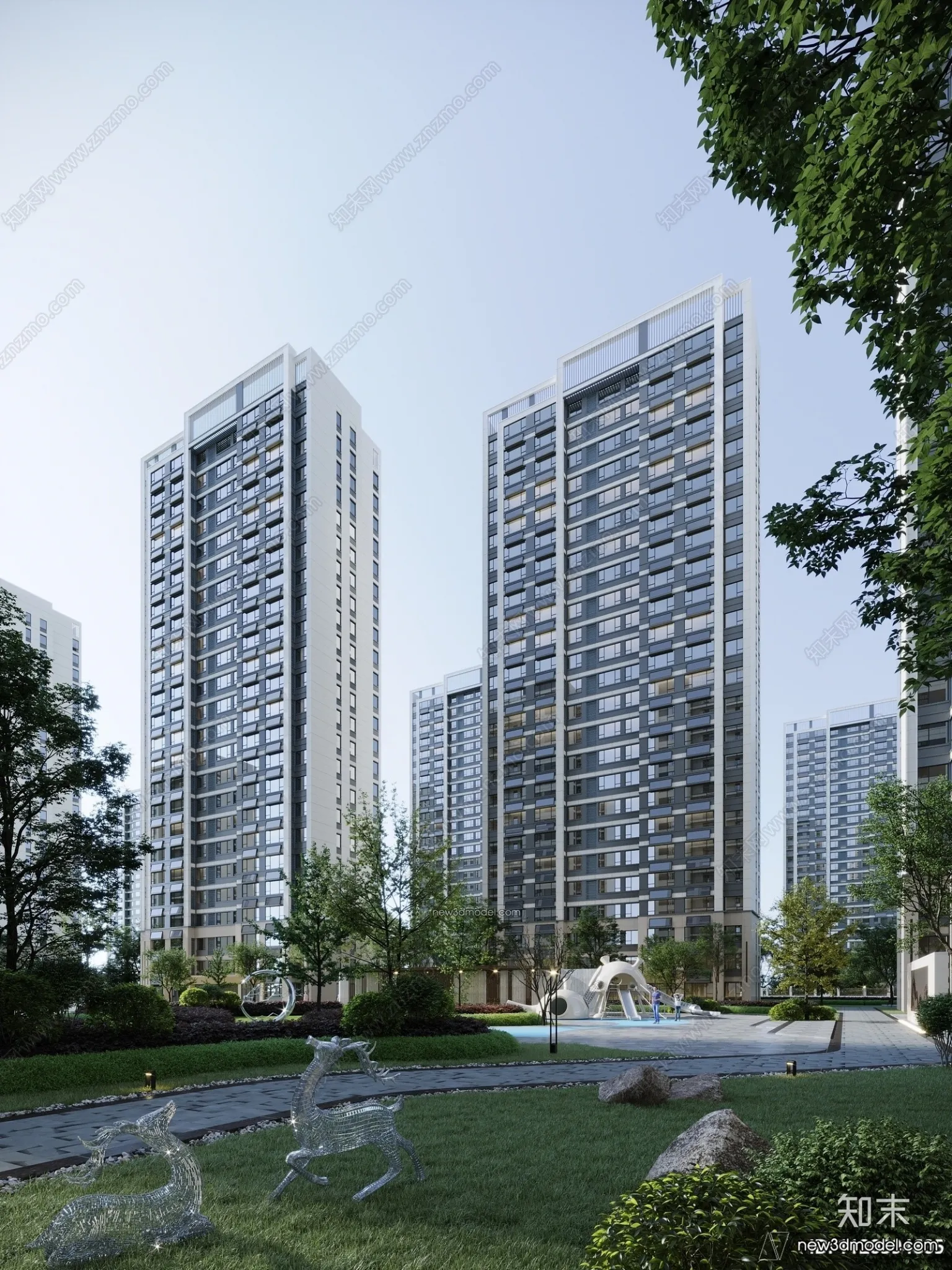 3D Models of Apartment Building - Exterior 3D Scenes - 037