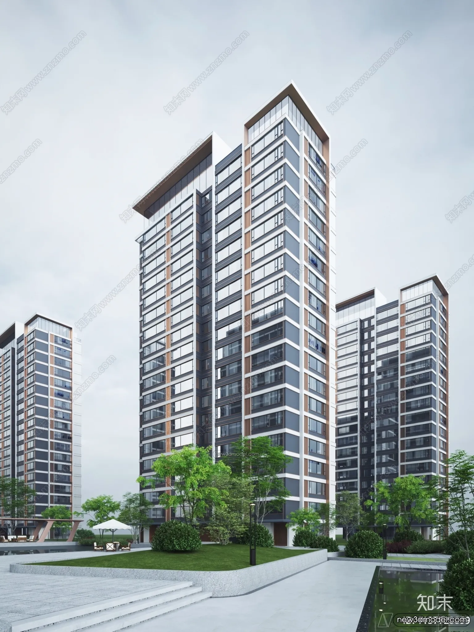 3D Models of Apartment Building - Exterior 3D Scenes - 038