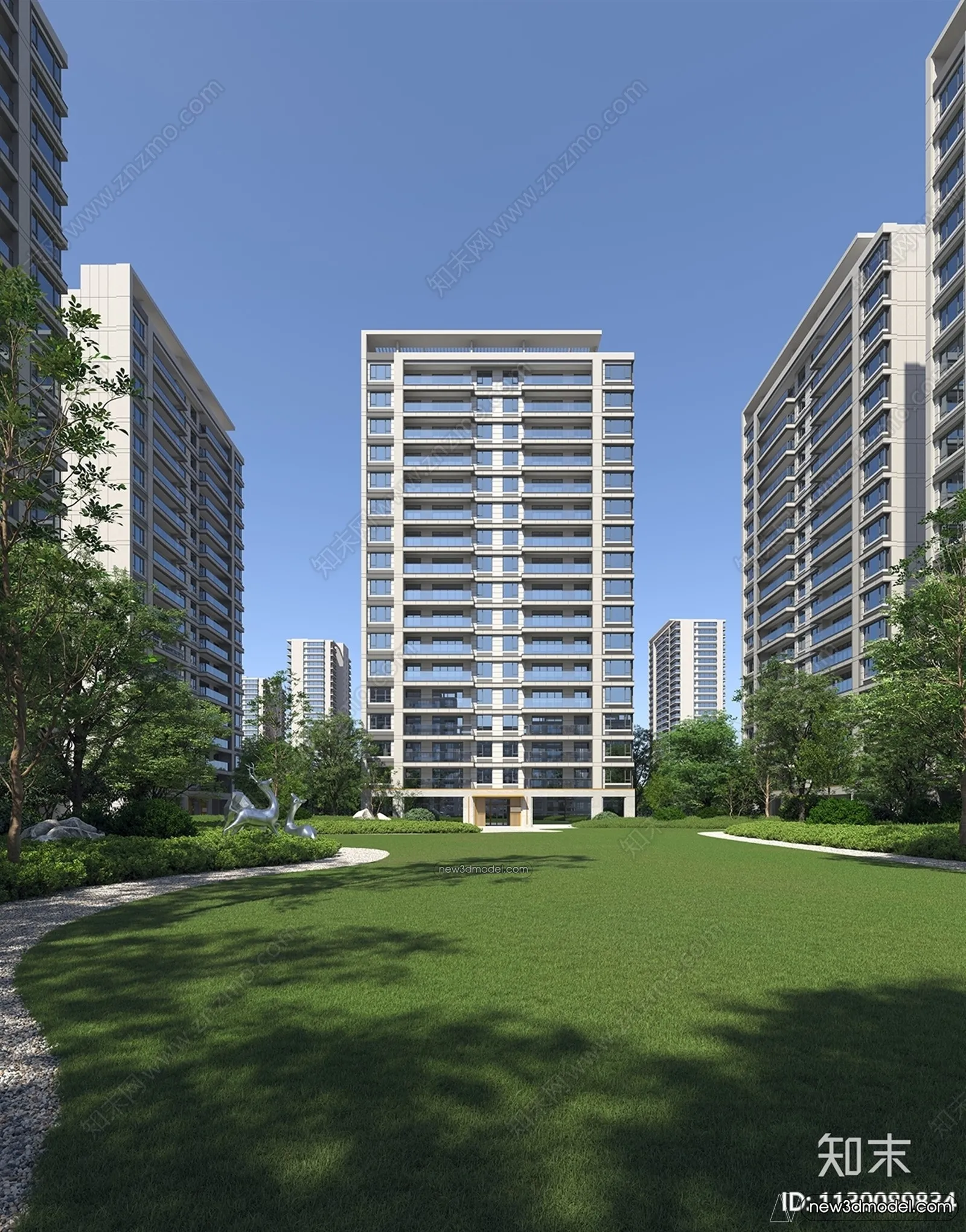 3D Models of Apartment Building - Exterior 3D Scenes - 041