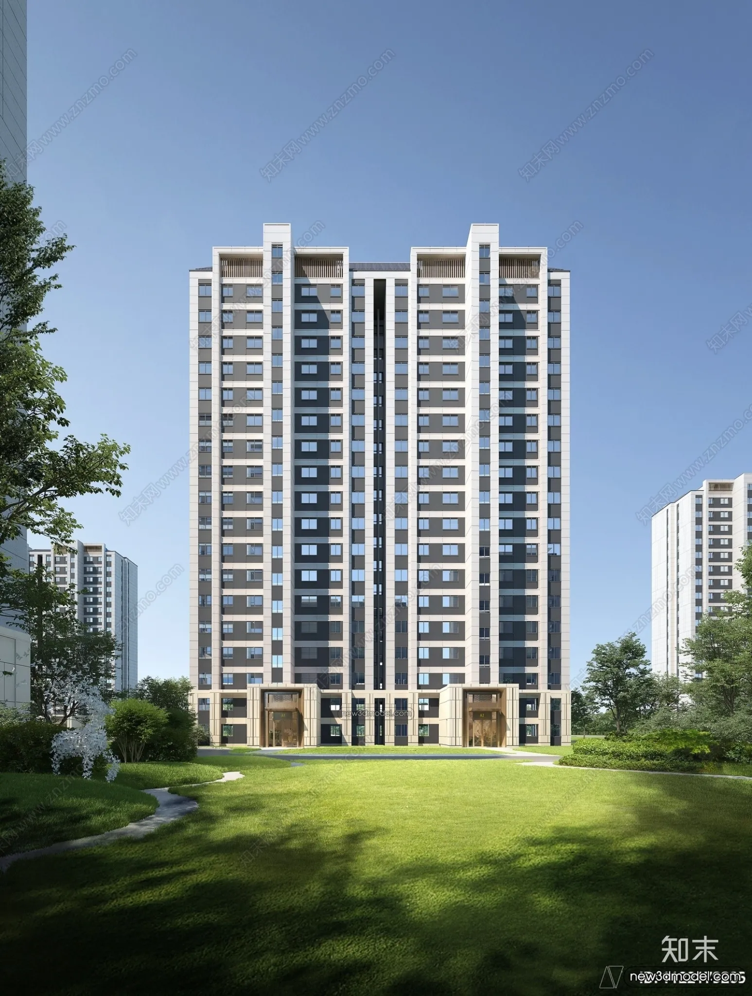 3D Models of Apartment Building - Exterior 3D Scenes - 042