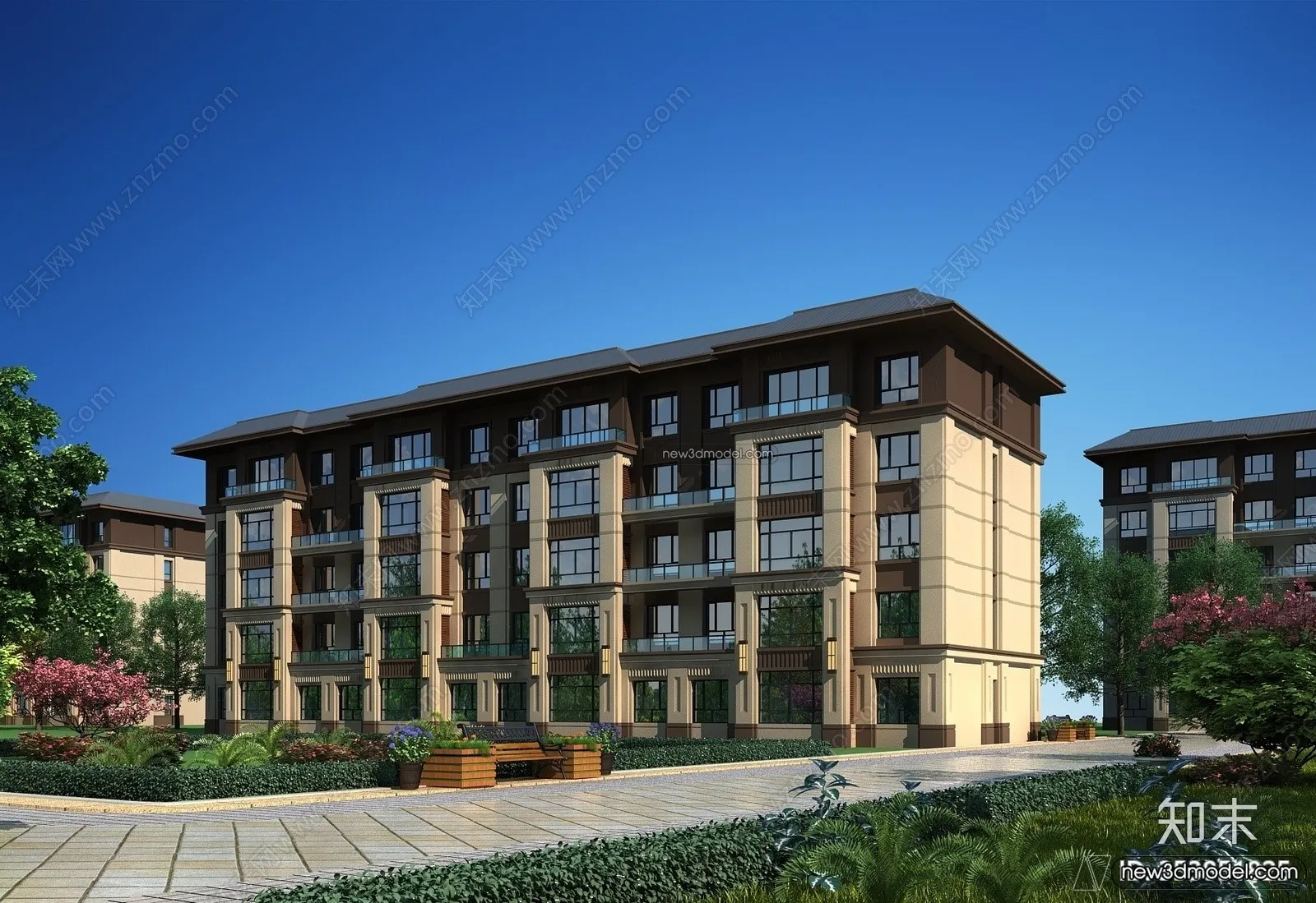 3D Models of Apartment Building - Exterior 3D Scenes - 068