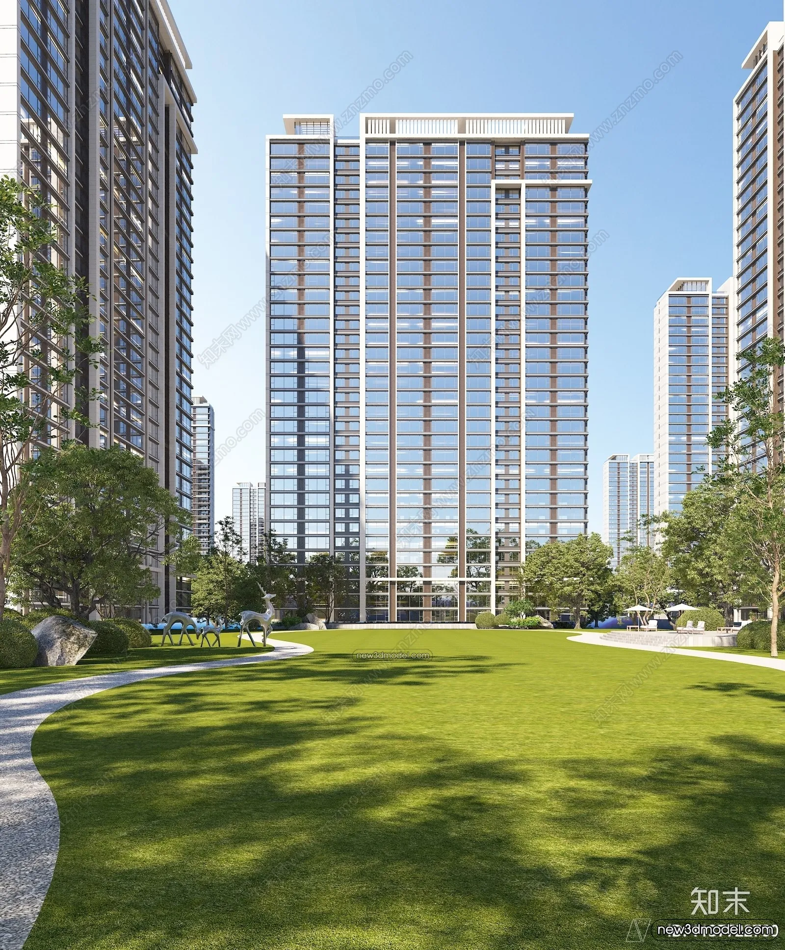 3D Models of Apartment Building - Exterior 3D Scenes - 070