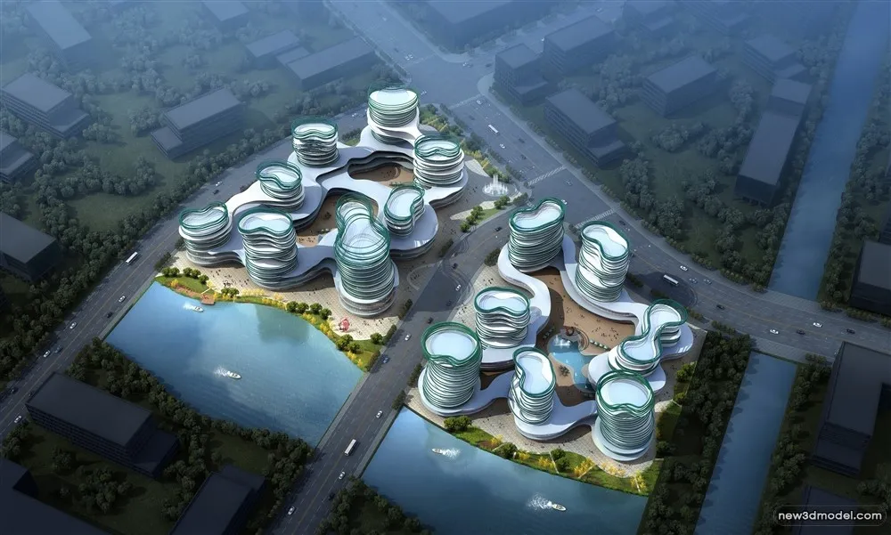 3D Models of Commercial Building - Exterior 3D Scenes - 344