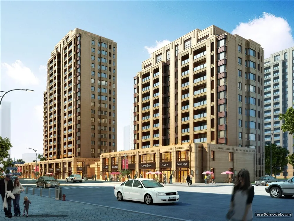 3D Models of Commercial Building - Exterior 3D Scenes - 595