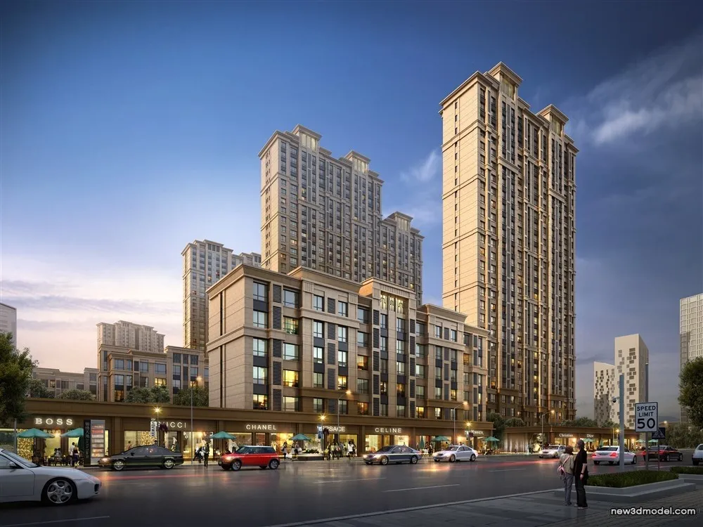 3D Models of Commercial Building - Exterior 3D Scenes - 664