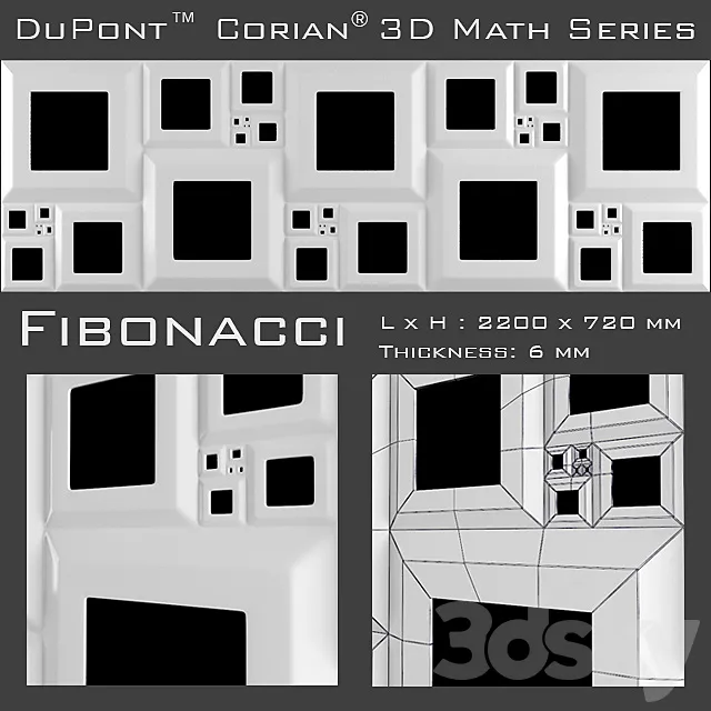 3D Panel Corian Fibonacci 3DModel