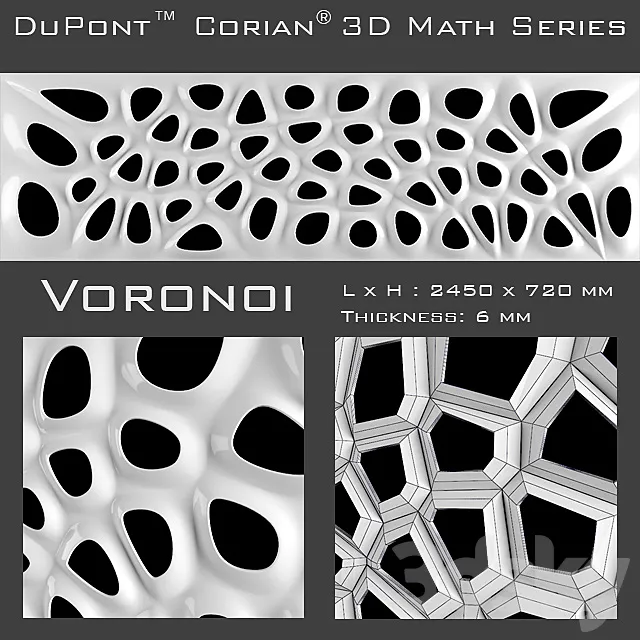 3D Panel Corian Voronoi 3D Model