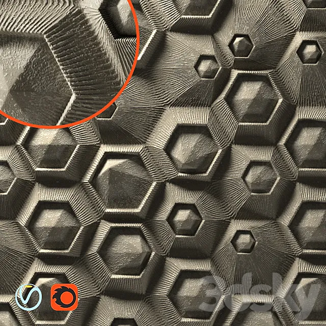 3D panel - hxf-04 Exagon - by Elija Porter 3D Model