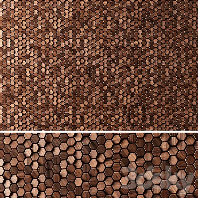 3D panels WOODEN Hexagon Free Download