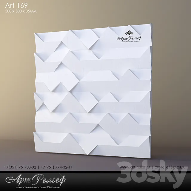 3d plaster panel 169 by Art Relief 3D Model