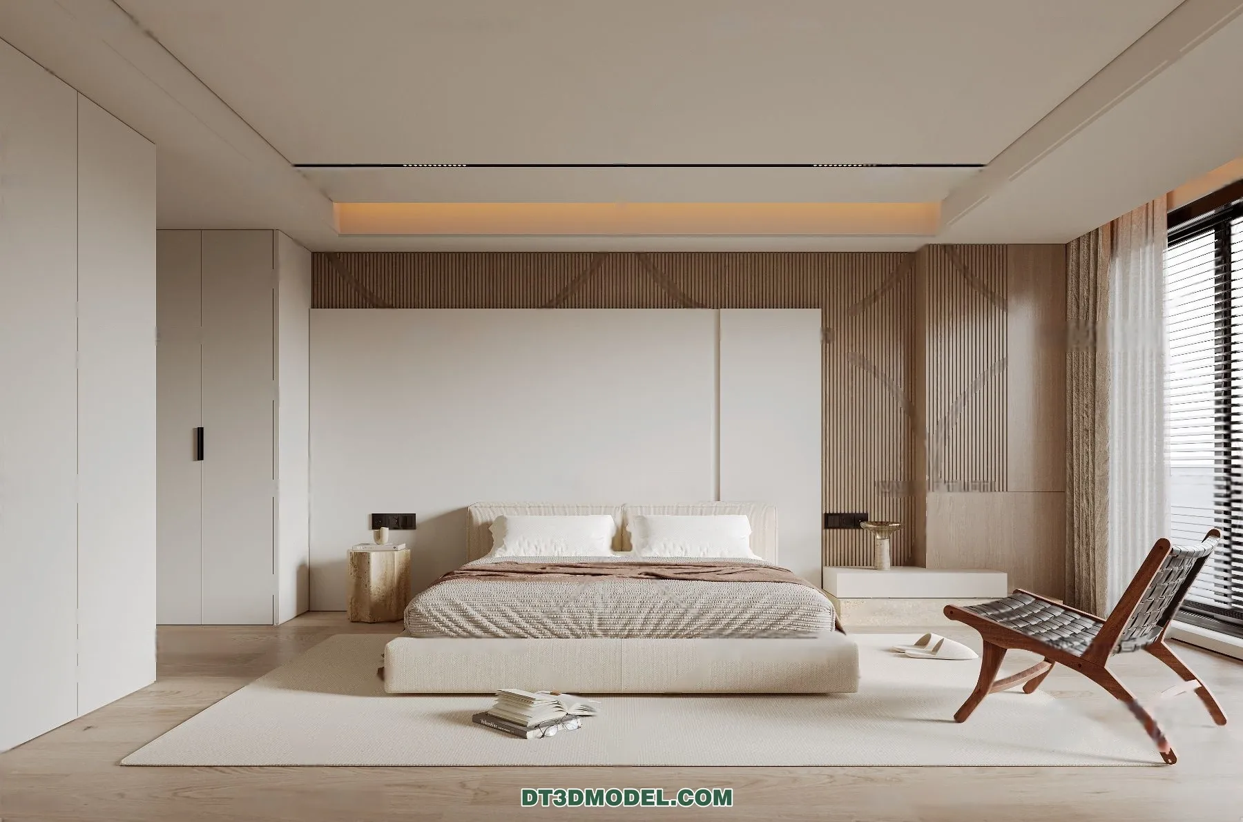 3D Scene of Cream Style Bedroom - 3D Model - 011
