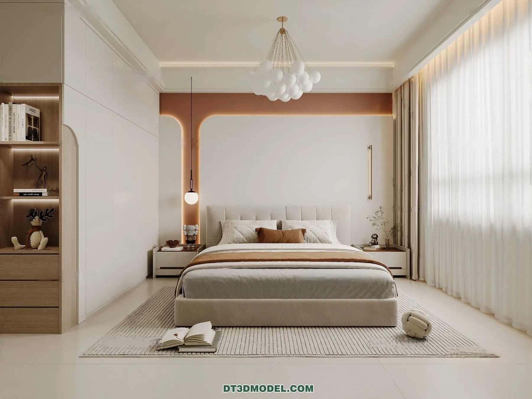 3D Scene of Cream Style Bedroom - 3D Model - 023