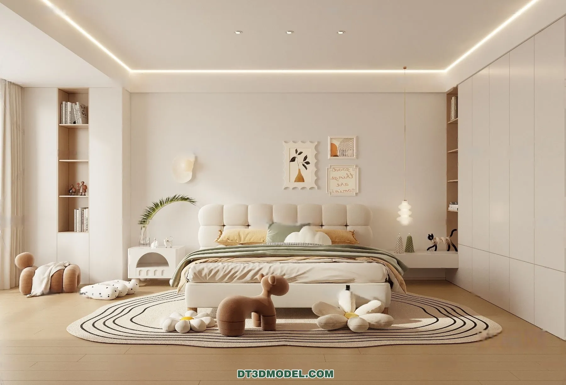 3D Scene of Cream Style Bedroom - 3D Model - 024