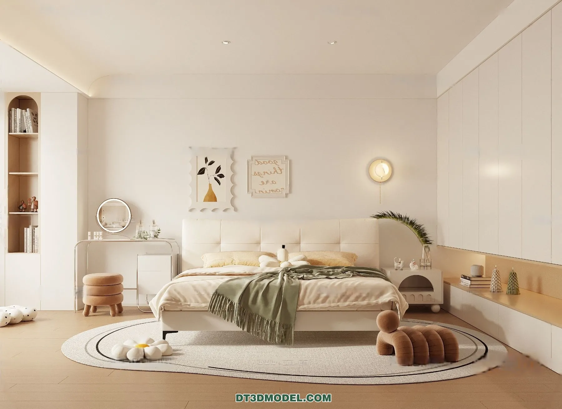 3D Scene of Cream Style Bedroom - 3D Model - 026