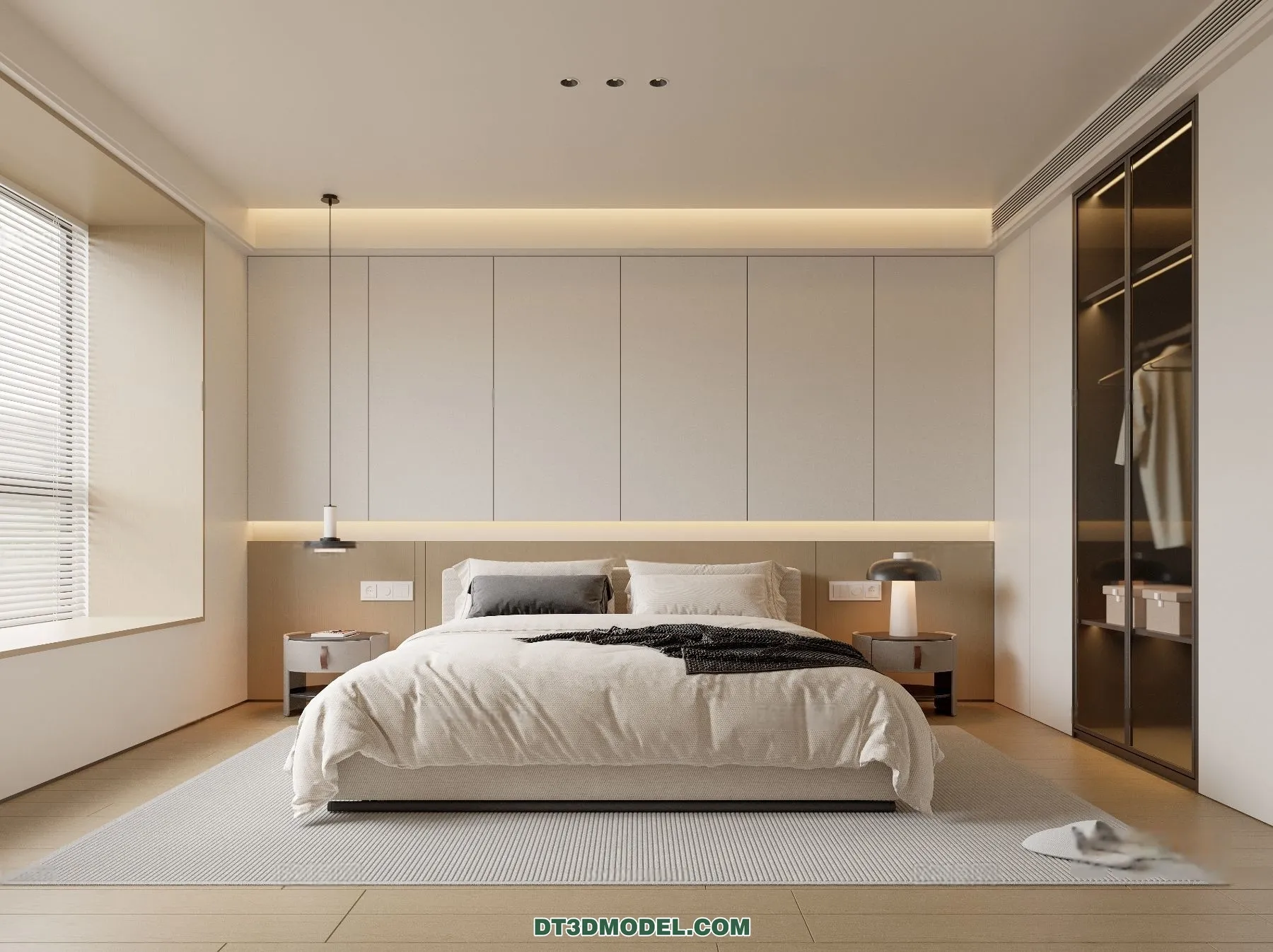 3D Scene of Cream Style Bedroom - 3D Model - 030