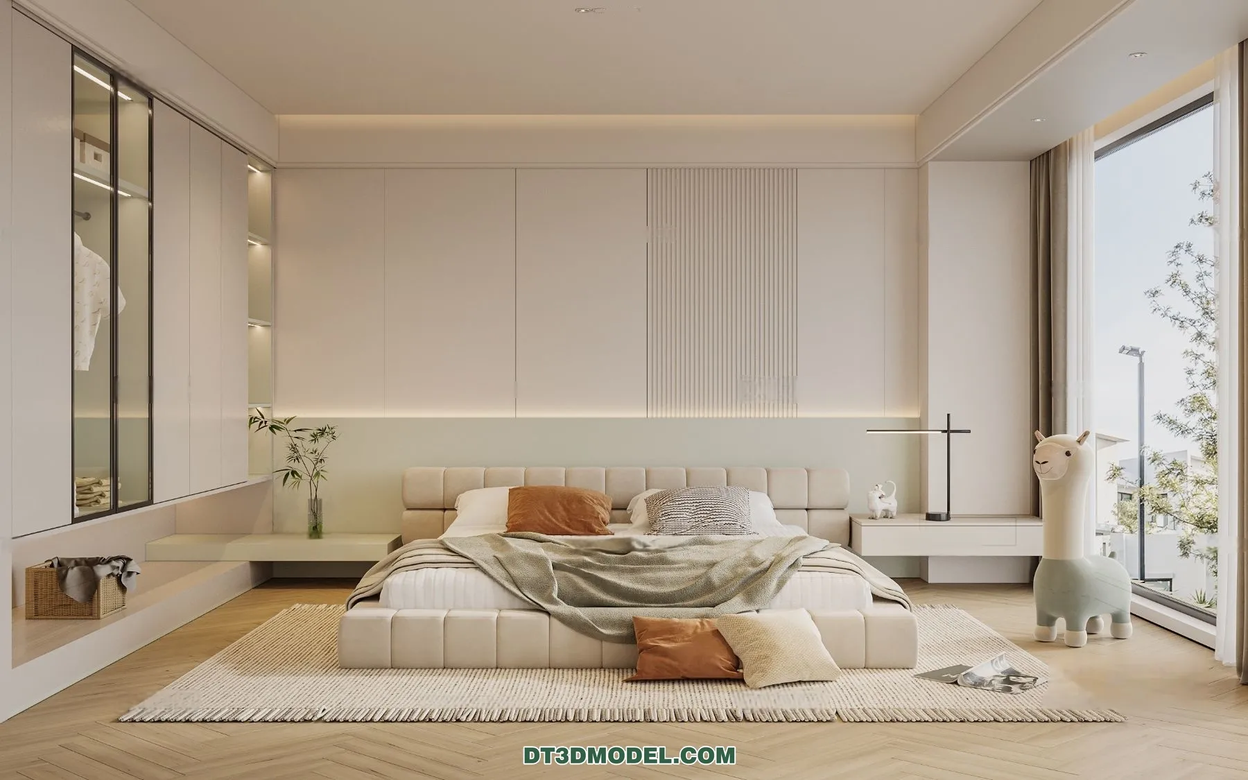 3D Scene of Cream Style Bedroom - 3D Model - 031