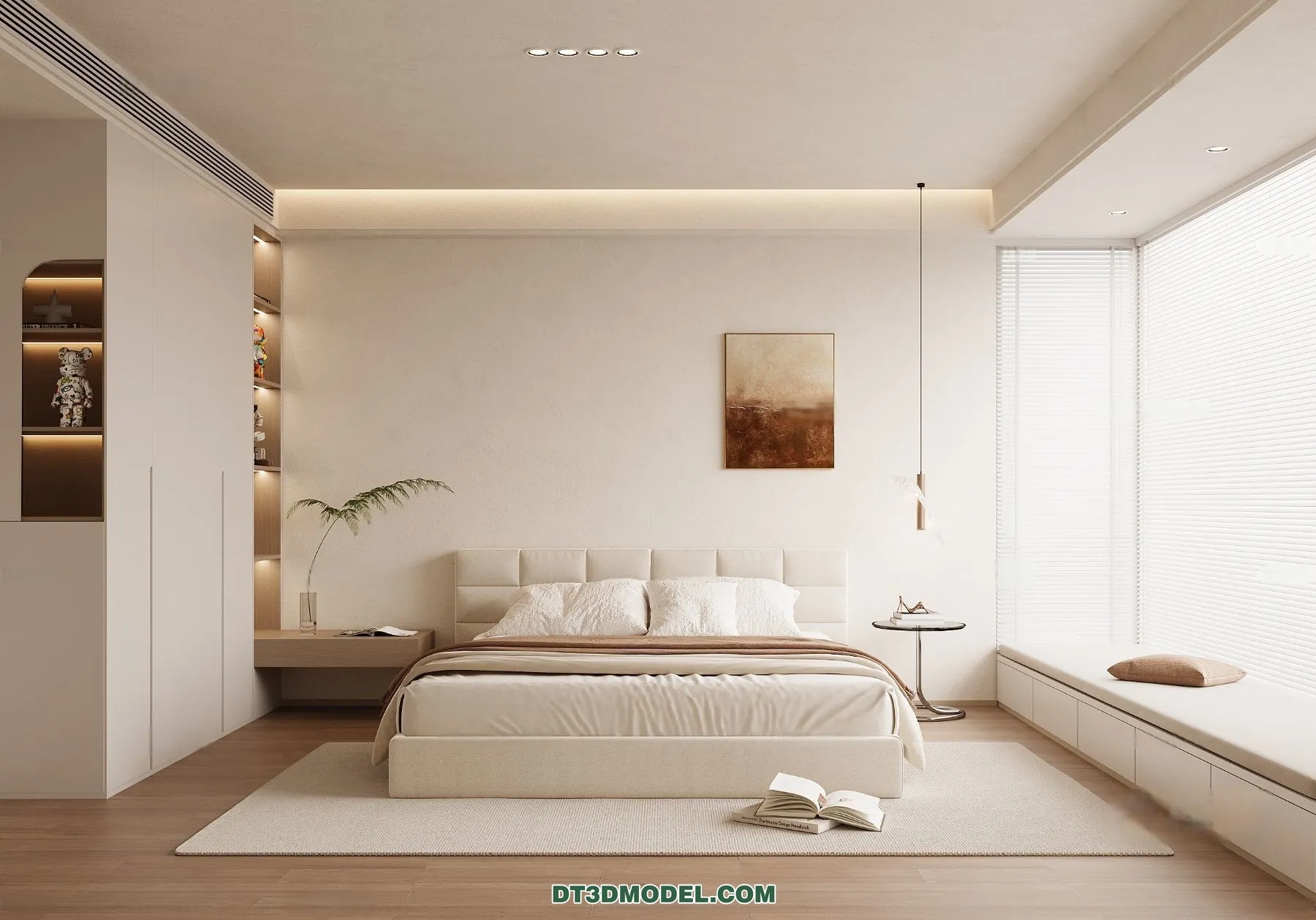 3D Scene of Cream Style Bedroom - 3D Model - 033