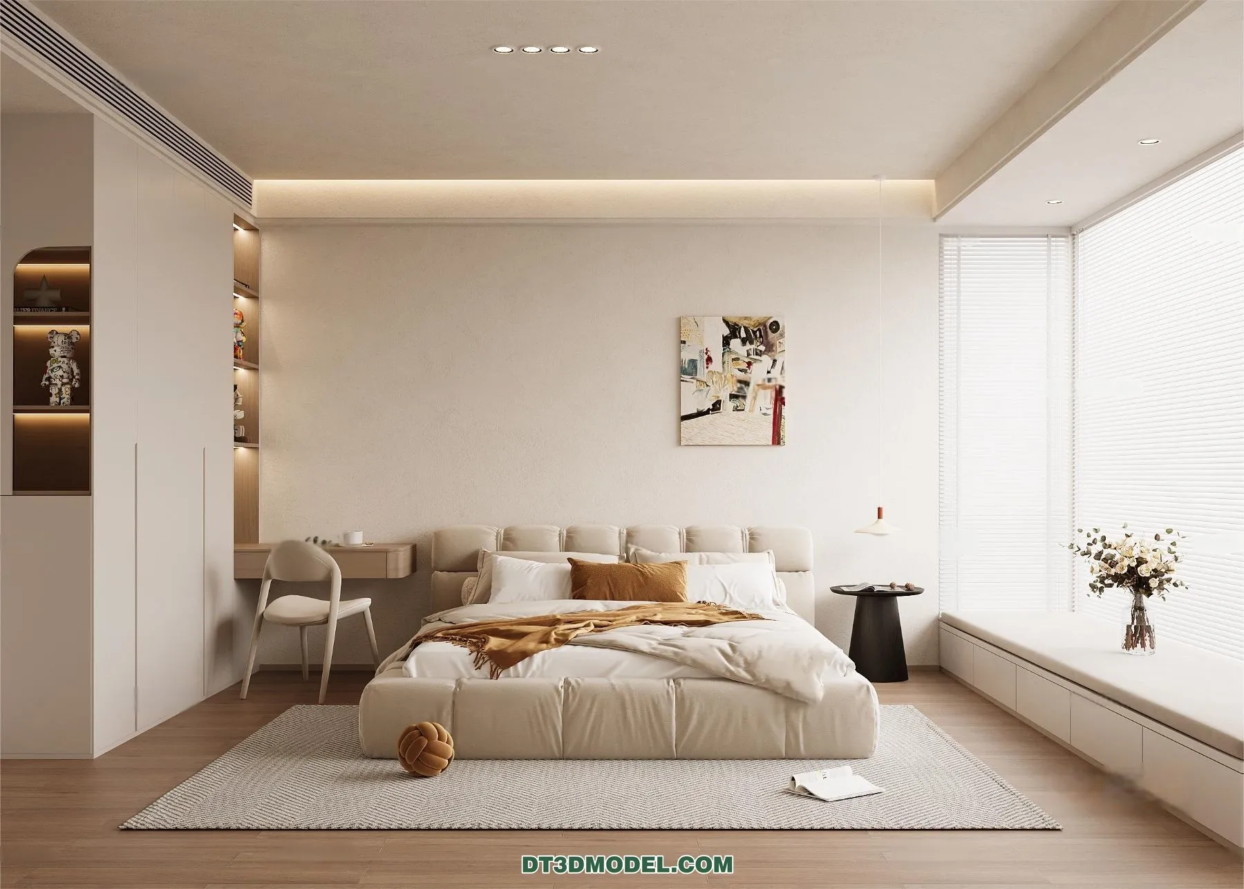 3D Scene of Cream Style Bedroom - 3D Model - 034