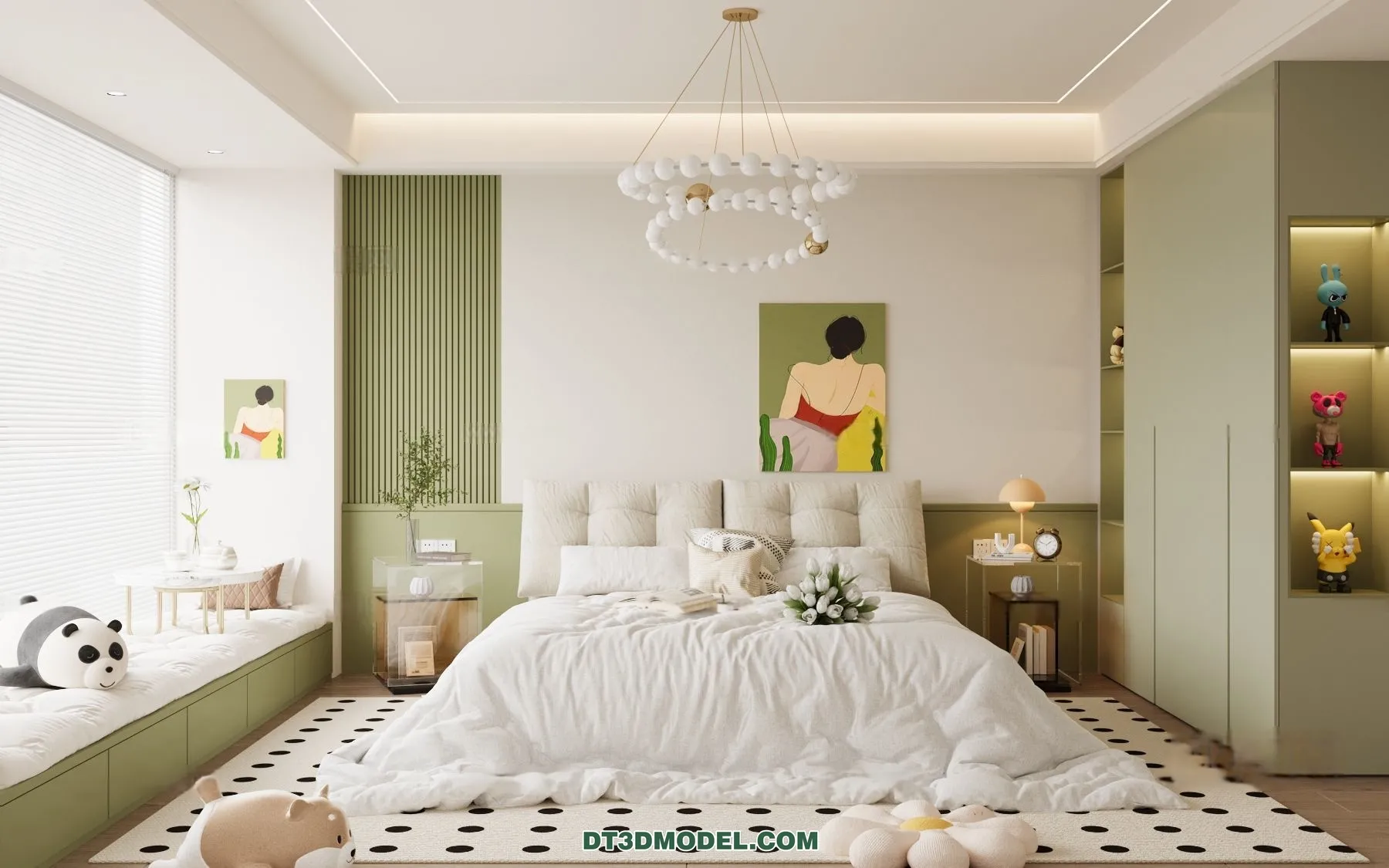 3D Scene of Cream Style Bedroom - 3D Model - 038