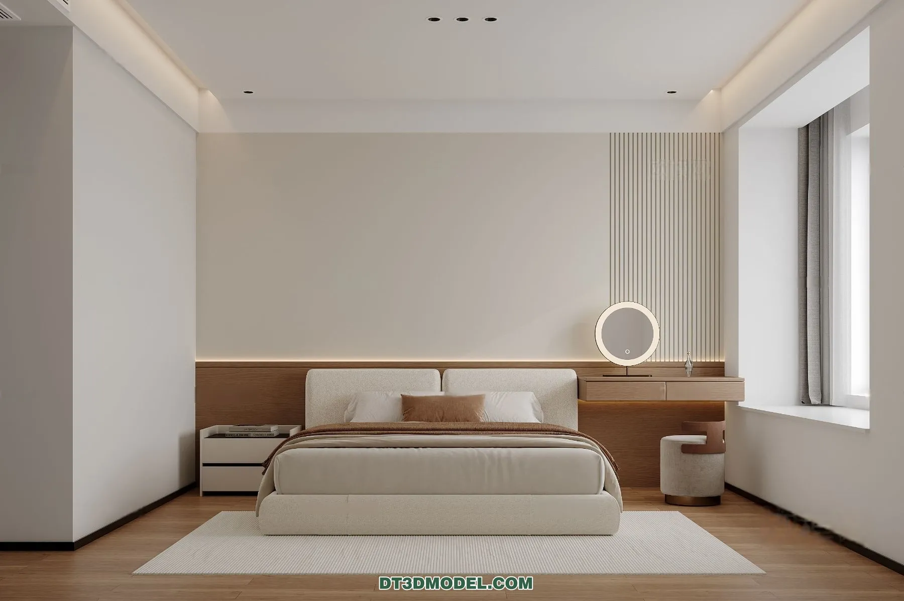 3D Scene of Cream Style Bedroom - 3D Model - 055