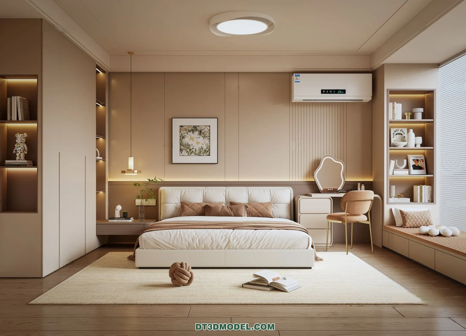 3D Scene of Cream Style Bedroom - 3D Model - 059