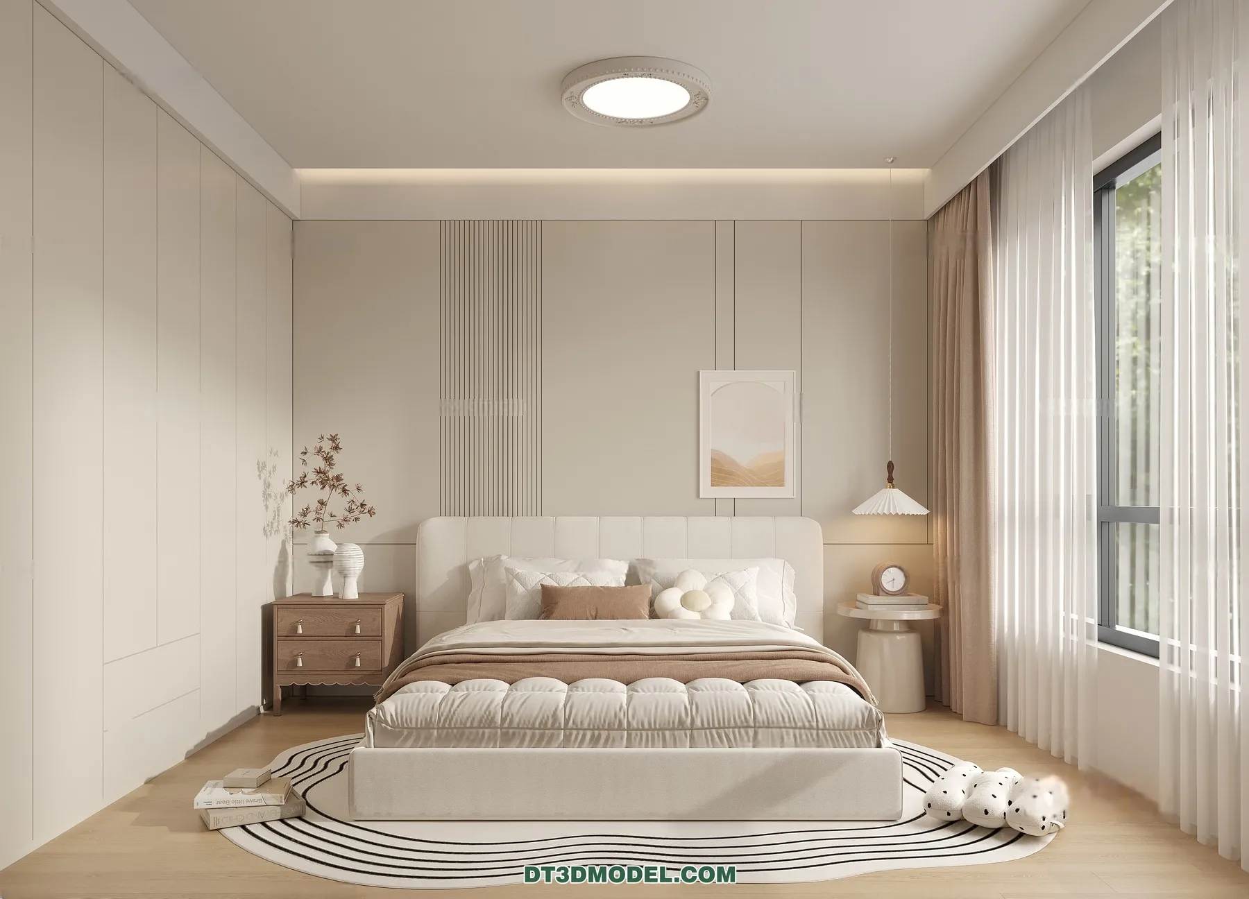 3D Scene of Cream Style Bedroom - 3D Model - 071