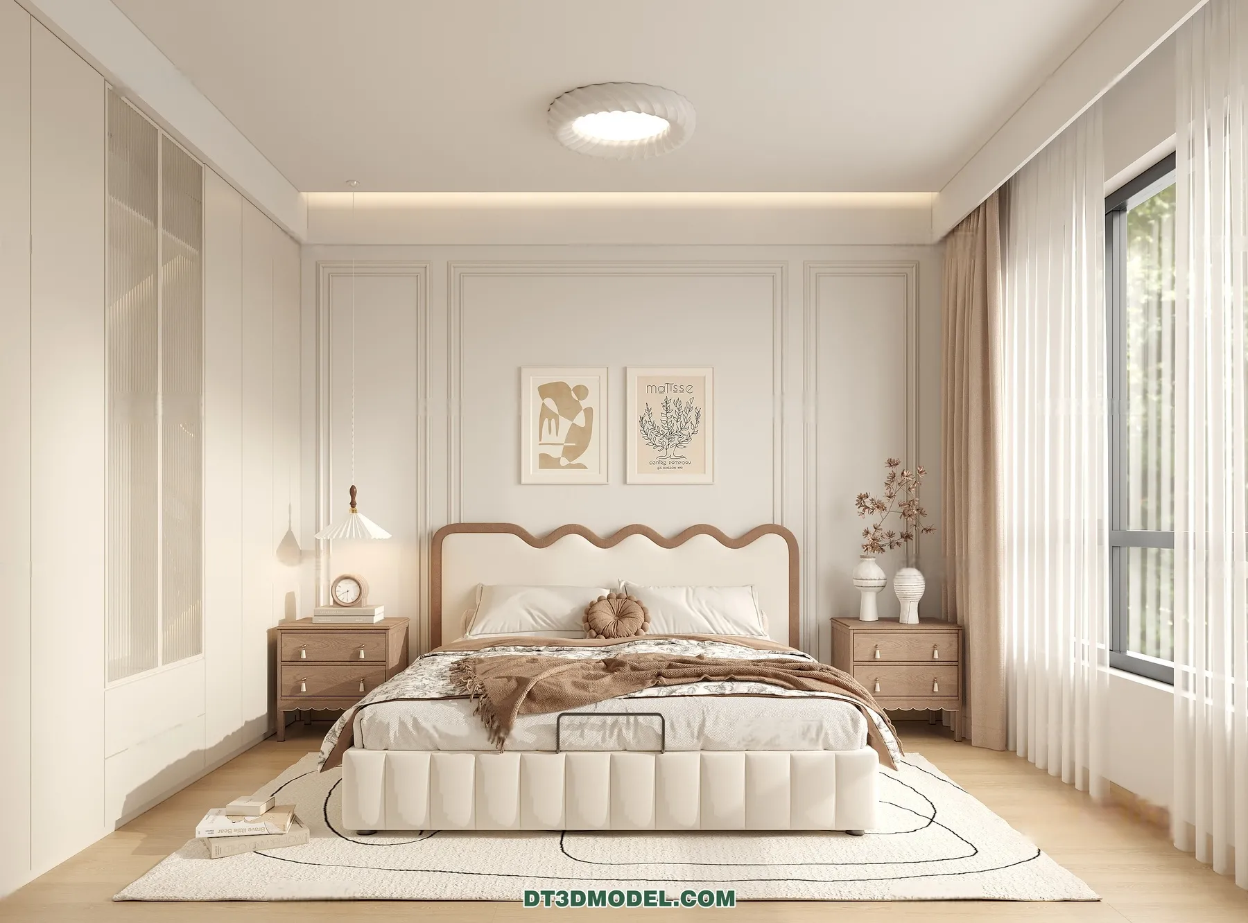 3D Scene of Cream Style Bedroom - 3D Model - 076