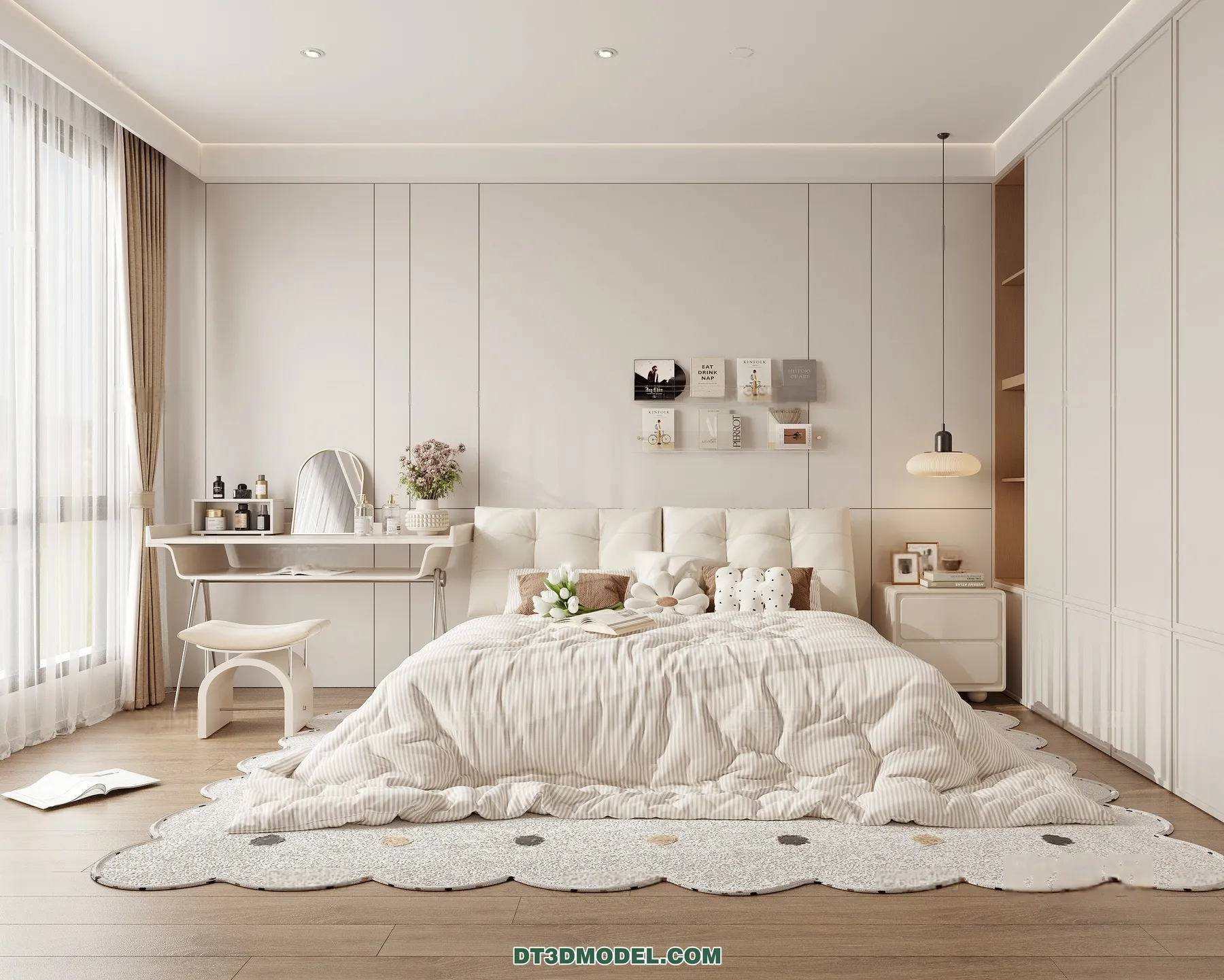 3D Scene of Cream Style Bedroom - 3D Model - 081