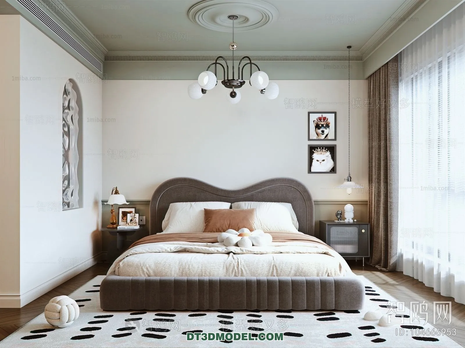 3D Scene of France Style Bedroom - 3D Model - 001
