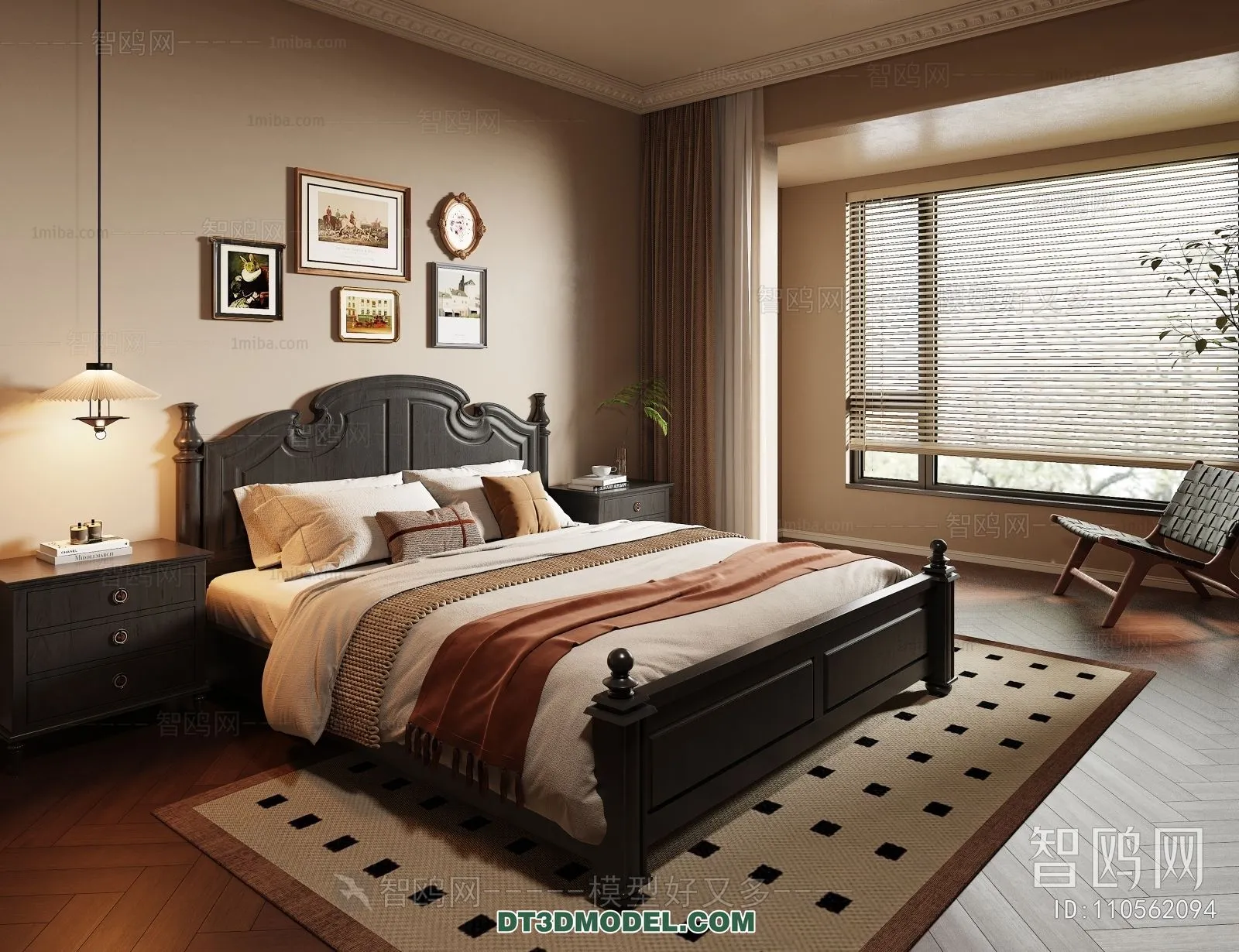 3D Scene of France Style Bedroom - 3D Model - 003