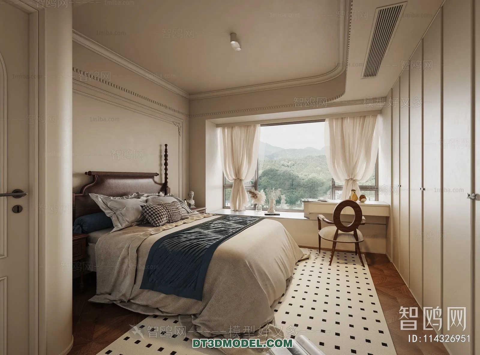 3D Scene of France Style Bedroom - 3D Model - 005